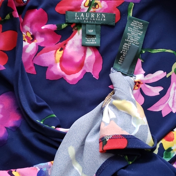 Ralph Lauren Dress Floral Faux Wrap EUC - Picture 5 of 5